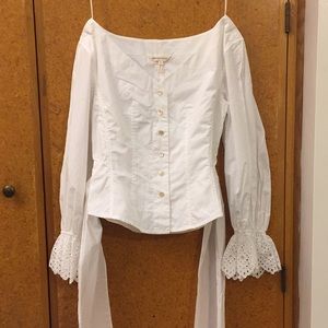 Rebecca Taylor Poplin Eyelet Belted Top size 0